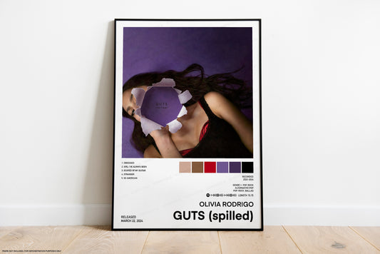 Olivia Rodrigo GUTS (spilled) Poster Digital Download